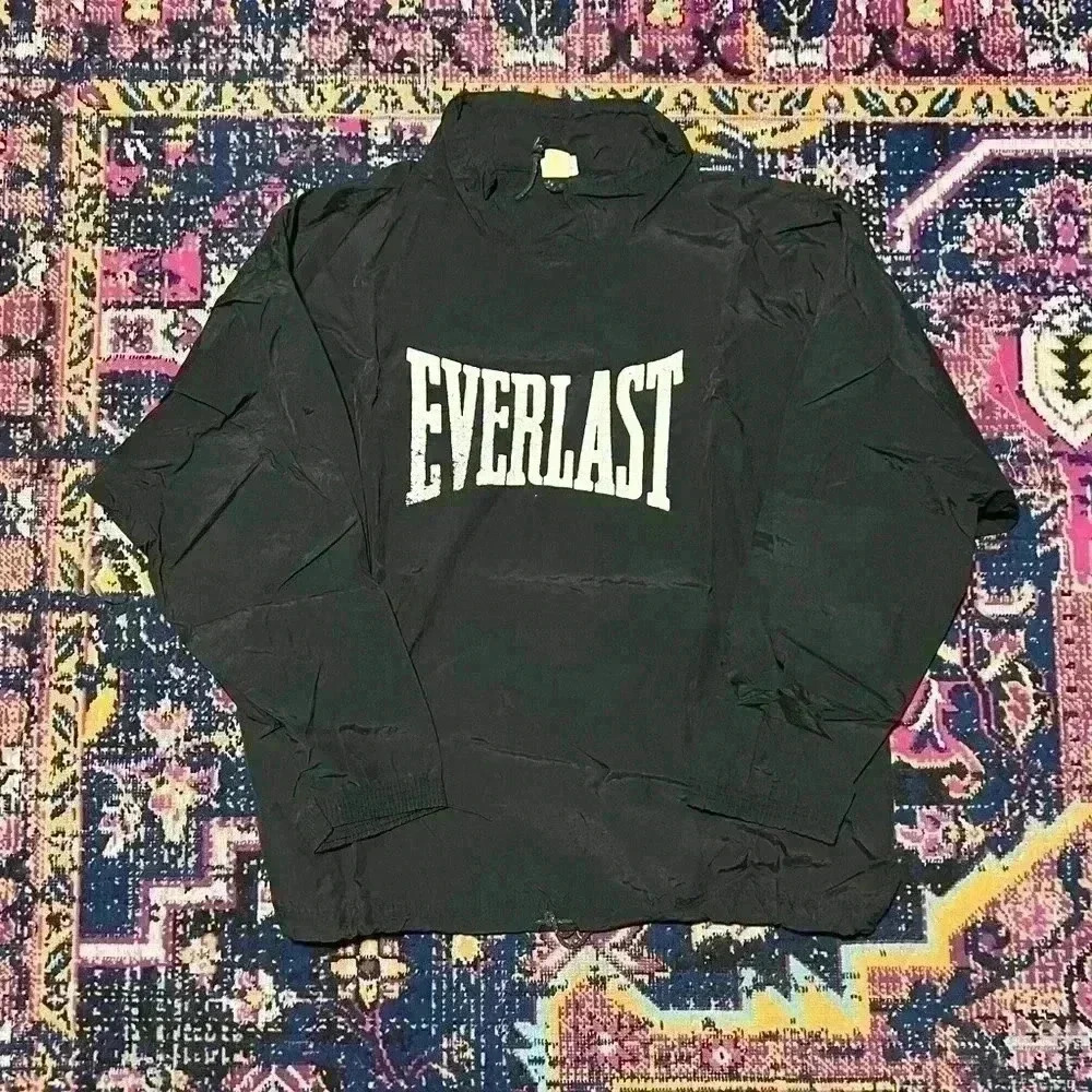 Vtg EVERLAST Boxing Windbreaker Pull Over‎ Style Black Size XXL Vintage